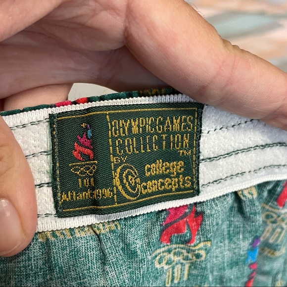 Vintage 1996 Atlanta Olympics Torch Boxer Shorts Green Large - Picture 3 of 3